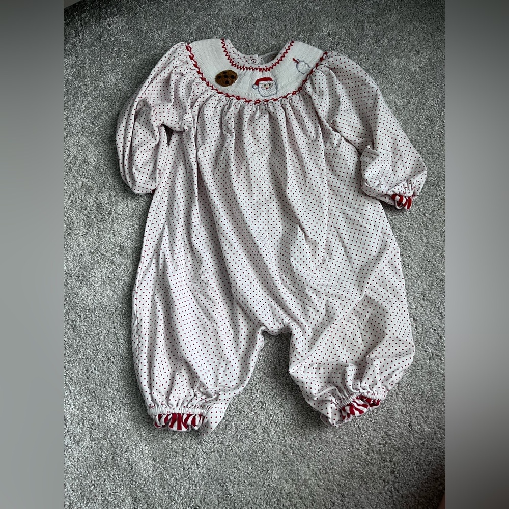 Little Bear Smocks Smocked Santa and Cookies along Bubble